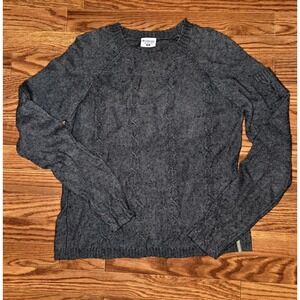 Columbia Gray Cotton & Rabbit Hair Blend Cable Knit Sweater - Womens Medium
